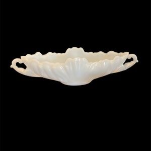 Vintage 1950's Jeanette White Milk Glass Gondola Fruit or Centerpiece Bowl 17.5"
